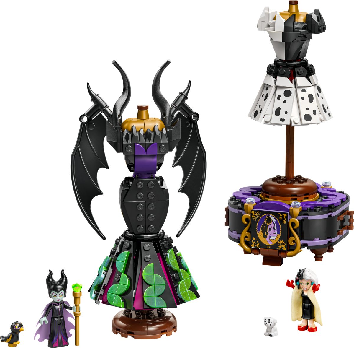 Caja del set LEGO Disney Trajes de Maléfica y Cruella De Vil 43262 con 524 piezas