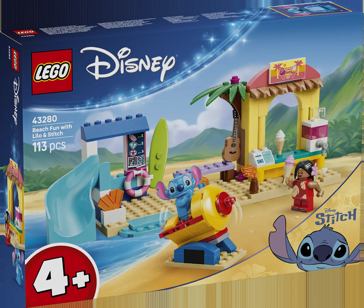LEGO Disney Classic 43280 Diversión en la Playa con Lilo y Stitch - caja frontal oficial