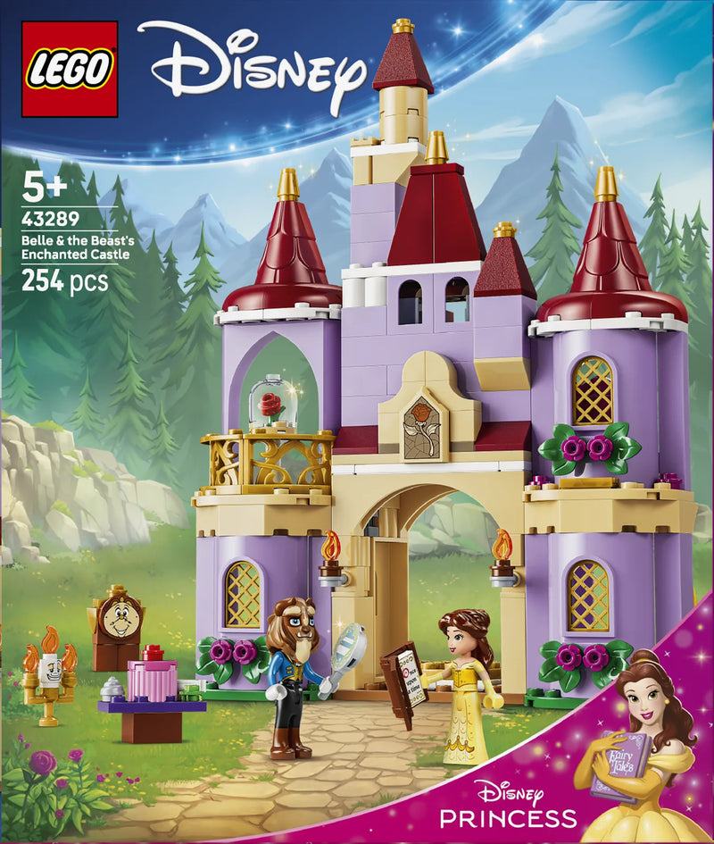LEGO Disney Princess 43289 Castillo Encantado de Bella y Bestia - caja reverso con escenas de juego