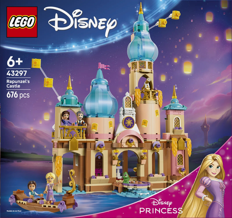 LEGO Disney Princess 43297 Castillo de Rapunzel - caja reverso con escenas de juego