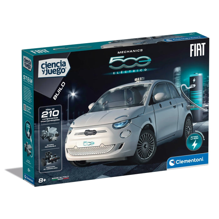 Kit Fiat 500 eléctrico para construir Clementoni 55505, caja