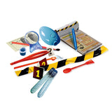 Maletín de detective Clementoni 55566 abierto con el material