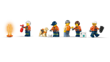5 minifiguras LEGO guardacostas perro extintor salvavidas y llamas
