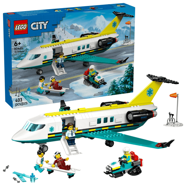Caja y set montado del LEGO City Ambulancia Aérea de Emergencia 60465