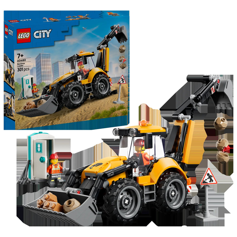 LEGO City Great Vehicles 60480 Cargadora Retroexcavadora Amarilla - display: caja + producto montado