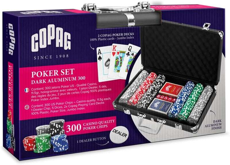 Coffret de Poker Copag 300 jetons et 2 jeux de cartes en plastique Casino