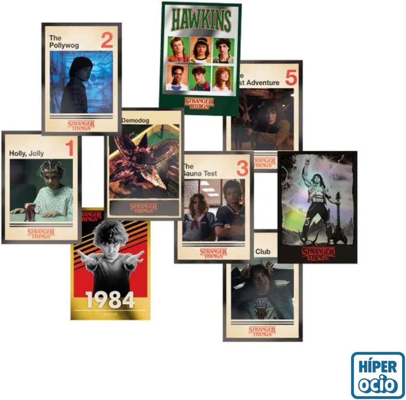 Panini Stranger Things Megapack de Lanzamiento HC Trading Cards con 8 Sobres Extra y Deckbox 80+