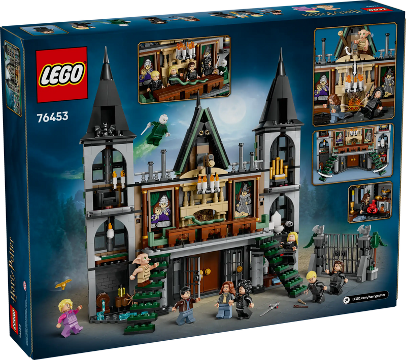 6 minifiguras LEGO Harry Potter incluidas en Mansión Malfoy 76453: Lucius, Narcissa, Draco, Dobby, Bellatrix y Pettigrew
