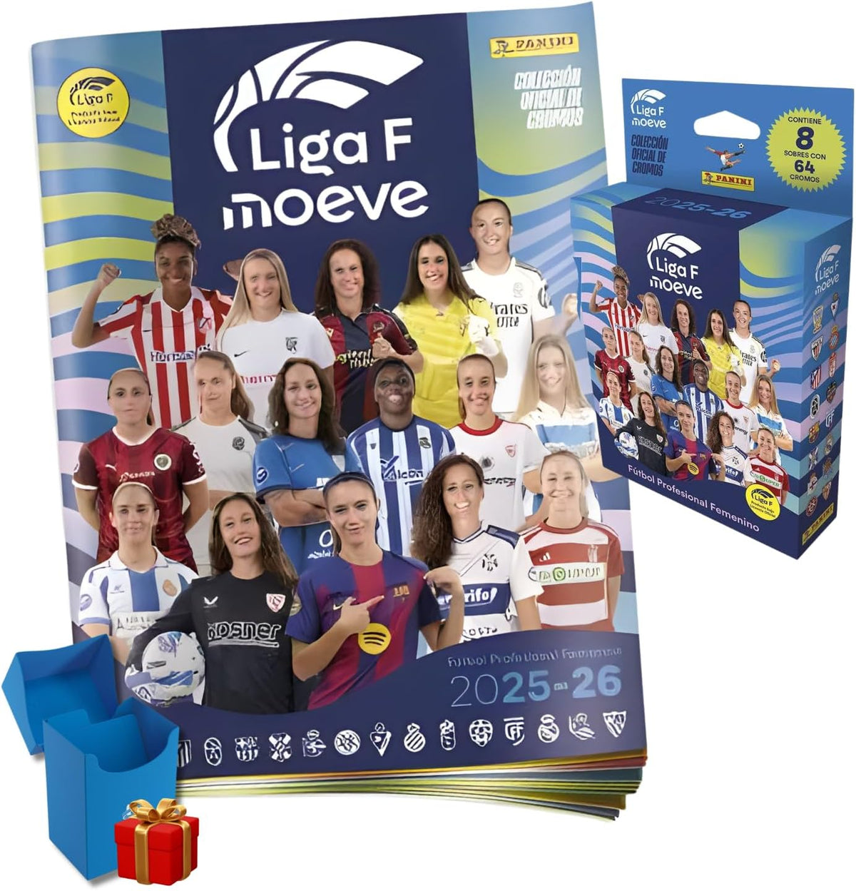 Pack Panini Liga F Moeve 2025/26 con álbum, 4 sobres y ecoblíster 8 sobres