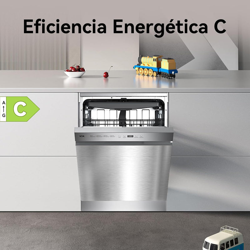 Lavavajillas VOK LV-1460IX 14 Cubiertos 8 Programas Inox Antihuellas