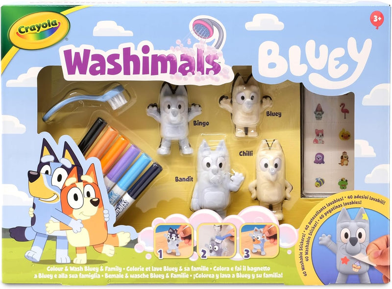 Crayola Washimals Bluey - Set 4 Mascotas con Stickers Lavables