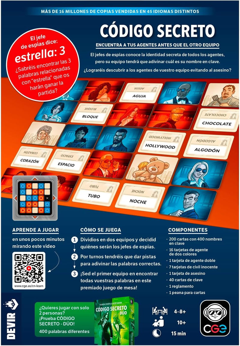 Codenames BGCOSE - Devir Spy Board Game