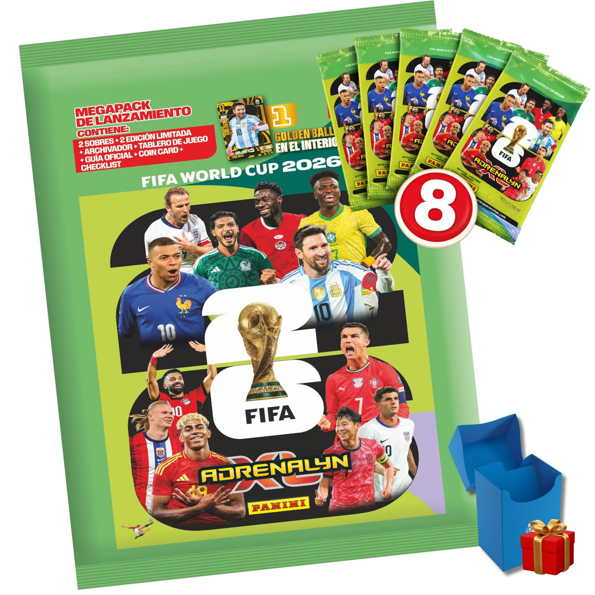 Megapack Panini Adrenalyn XL FIFA World Cup 2026 con archivador y 8 sobres adicionales - Utopia Goods
