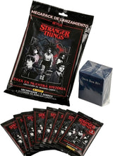 Panini Stranger Things Megapack de Lanzamiento HC Trading Cards con 8 Sobres Extra y Deckbox 80+