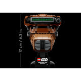 Infografía: LEGO 75351 Casco de la Princesa Leia (Boushh) de frente, 17 cm de alto con soporte