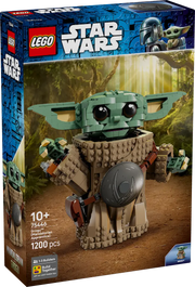 Set LEGO 75446 Grogu Aprendiz de Mandaloriano — caja frontal con figura construible de 1200 piezas con armadura Beskar, fondo escena boscosa