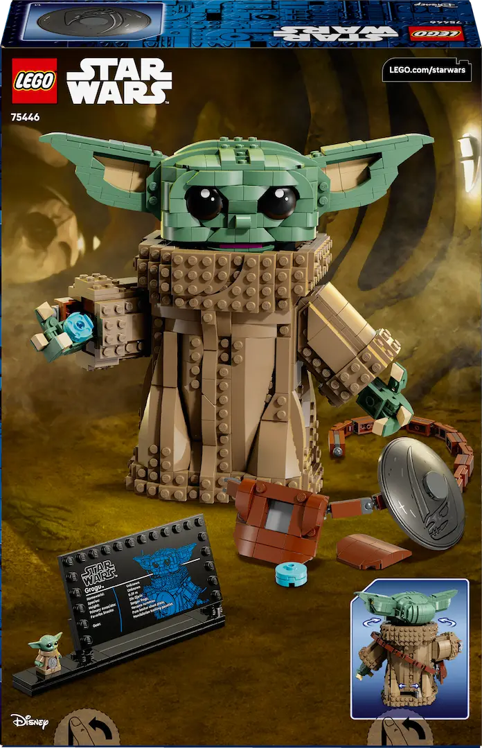 Caja LEGO Star Wars 75446 Grogu Aprendiz de Mandaloriano vista frontal — figura articulada de 20 cm con armadura Beskar, 1200 piezas, edad 10+