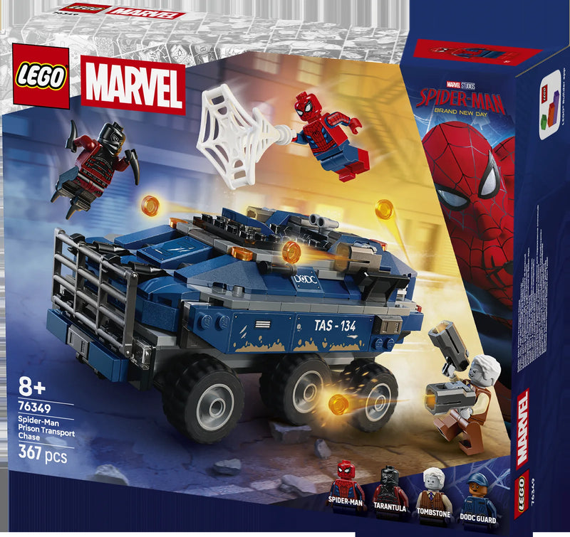 LEGO Super Heroes Marvel 76349 Spider-Man: Persecución del Furgón Penitenciario - caja lateral con detalles del set