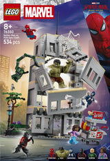 LEGO Super Heroes Marvel 76350 Spider-Man vs. Hulk: Choque Épico - caja reverso con escenas de juego