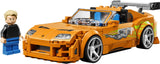 Set LEGO Speed Champions 77260 Fast & Furious Toyota Supra MK4 montado: icónico coche naranja de Brian O'Conner con calcomanías verde lima, alerón GT trasero gris, ruedas plateadas y minifigura Paul Walker rubia - 292 piezas
