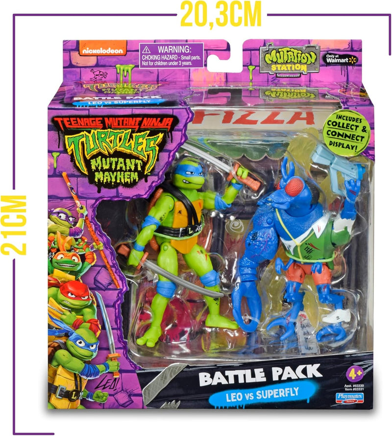 FAMOSA-TU821100 TMNT Movie Face Off 2 Packs - Leo vs Super Fly