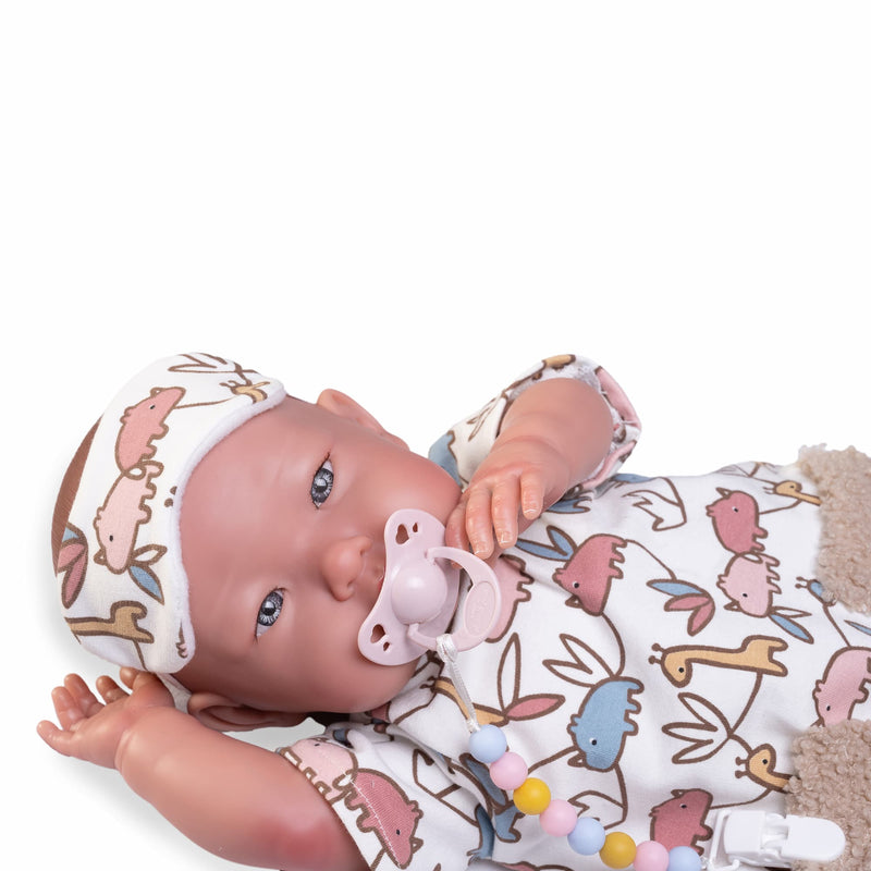 Muñecas Antonio Juan Mi Primer Reborn Alejandra pijama con antifaz (81388)