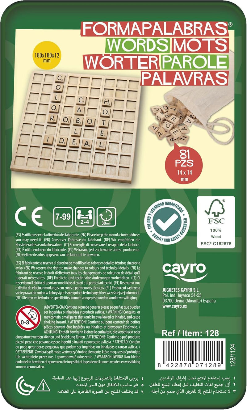 Cayro Juego de Mesa Cayro Formapalabras Travel Metal Box (100% Madera FSC) (128)