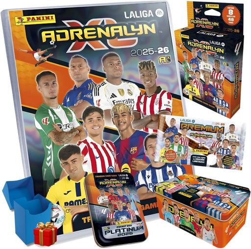 Pack Total Oro Adrenalyn XL LaLiga 2025-26 con Megapack, Box Serie Oro, Pocket Box Platinum, sobres y Deckbox