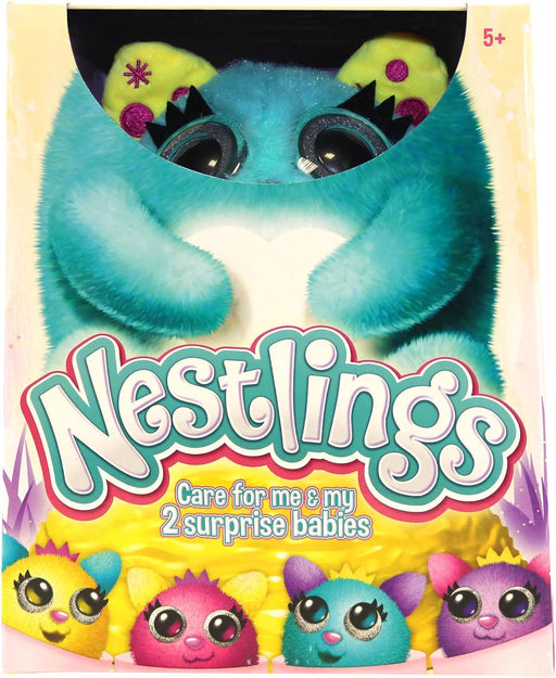 Nestlings Celeste de Goliath, mascota interactiva que ilumina sus ojos para mostrar necesidades.