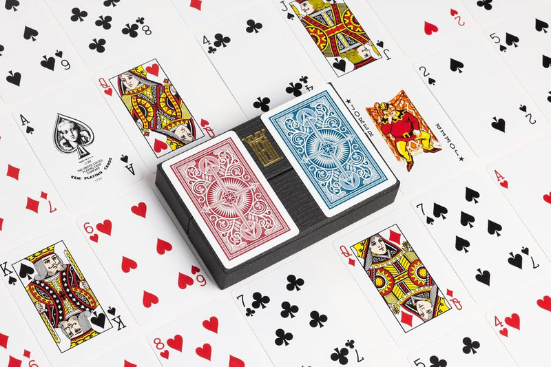 KEM Cartes à Jouer en Plastique Premium Rouge et Bleu Casino