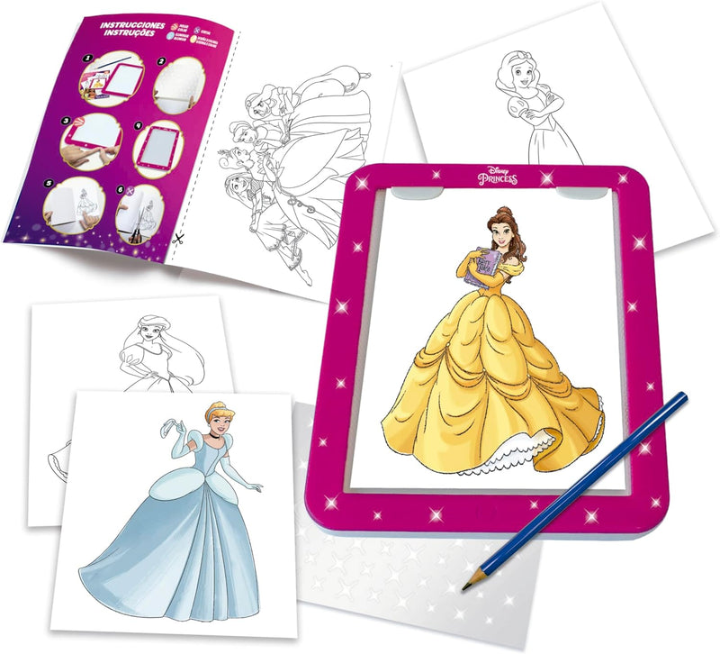 Mesa de Luz Princess Disney - Juego Creativo para Calcar y Dibujar