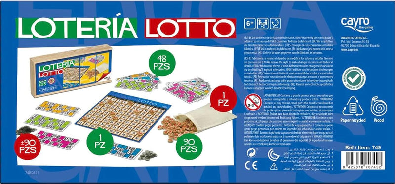 Cayro Bingo Lotto en Caja de Madera - Juego Clásico Premium CAYRO-749