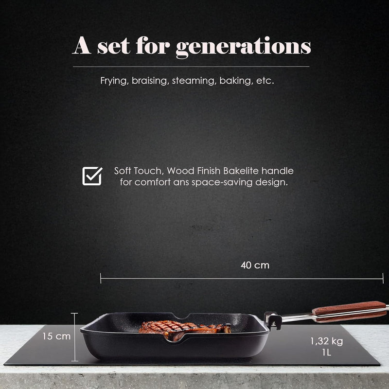 Grill Asador WeCook ECOSTONE 34x24cm - Aluminio Fundido Liso Inducción