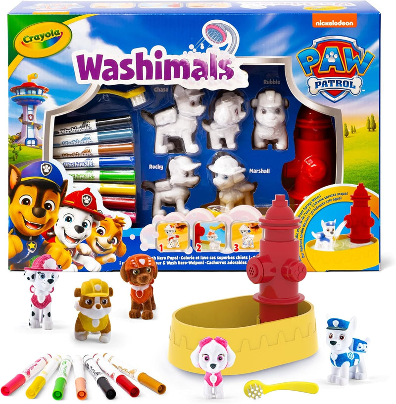 Crayola Washimals PAW Patrol - Set 5 Mascotas con Bañera Boca de Incendios