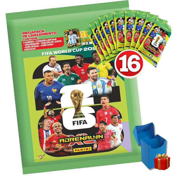 Megapack Panini Adrenalyn XL FIFA World Cup 2026 con archivador y 16 sobres adicionales - Utopia Goods