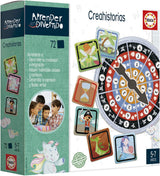 Educa Borrás Creahistorias - caja del juego educativo con cartas y ruleta - vista principal