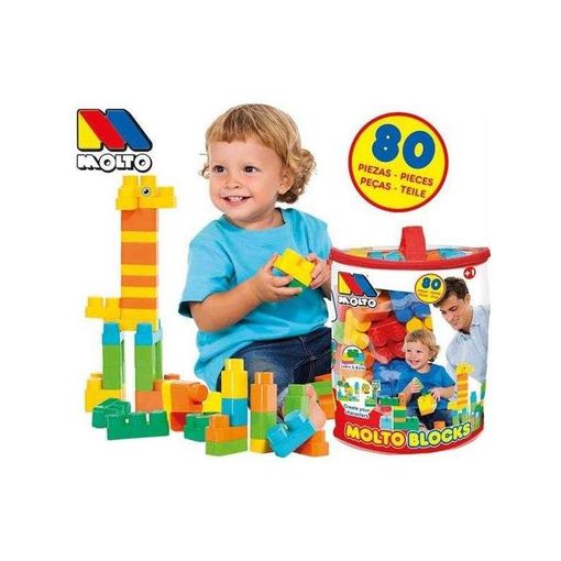 Bolsa Moltó 80 Bloques de Construcción - Creatividad y Aprendizaje desde 18 Meses (12461)