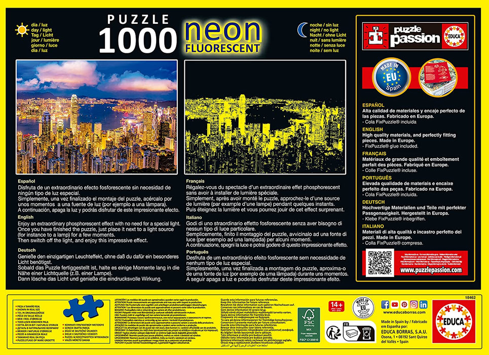 Educa Borrás - Puzzle 1.000 piezas Hong Kong  Neón (18462)