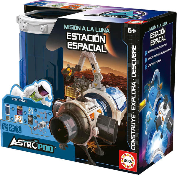 Caja de la Estación Espacial Astropod Misión a la Luna de Educa (41344), módulo para montar con astronauta