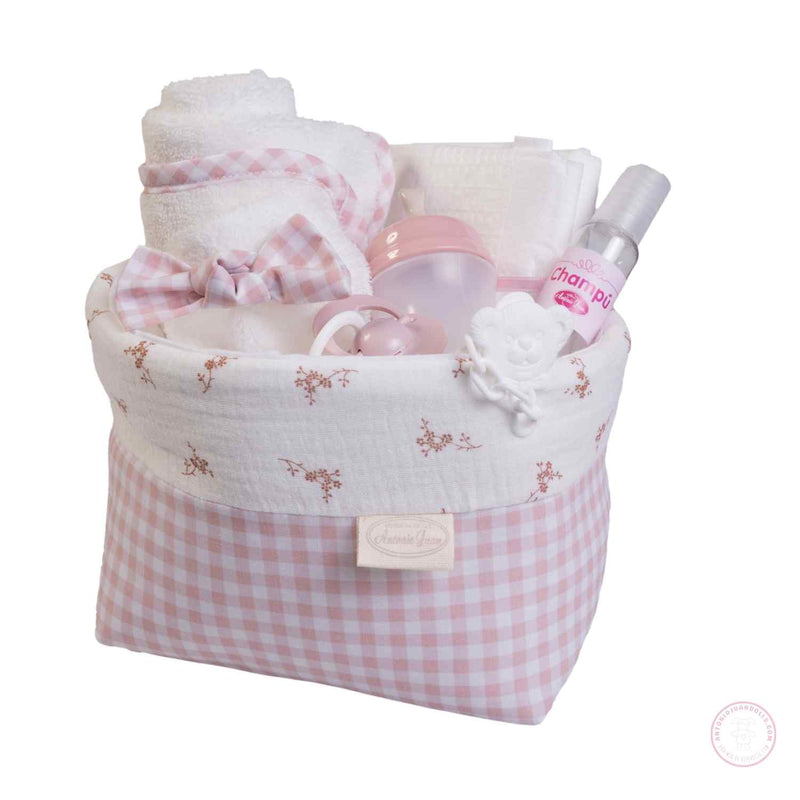 Muñecas Antonio Juan Canastilla de tela de flores y vichy (92325)