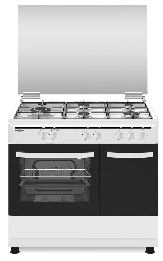 Cocina de gas Vitrokitchen CB961PBB blanca de 90x60 cm con alojamiento para la bombona