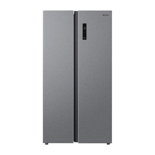 Alt Text 1:
Frigorífico combi Artica AFEA17689F553I de 553 litros en acero inoxidable con dispensador de agua integrado en la puerta y pantalla digital de control

Alt Text 2:
Frigorífico Artica No Frost de dos puertas independientes, 176 cm de altura y 90 cm de ancho, acabado inoxidable con dispensador de agua exterior

Alt Text 3:
Interior espacioso del frigorífico Artica AFEA17689F553I mostrando los 4 estantes ajustables, cajones para verduras, botellero y compartimentos de puerta con iluminación LED
