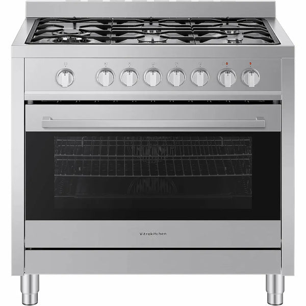 Vitrokitchen ST9060IB Cocina Gas 5 Fuegos Inox con Horno Eléctrico 103L