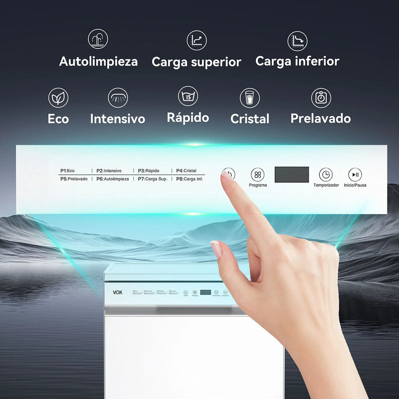 Lavavajillas VOK EVD-14FCWAD 14 Cubiertos 8 Programas 60cm Clase C Blanco