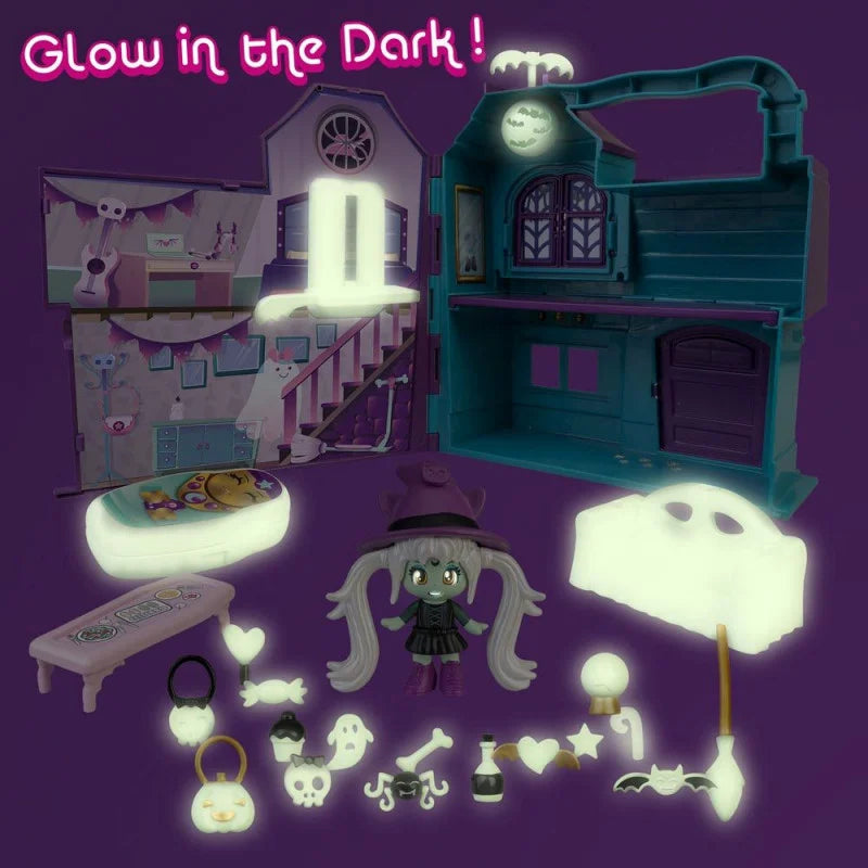 Accesorios y estancias de la casa en detalle brillando en la oscuridad