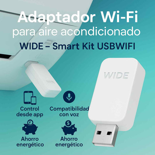 Adaptador Wi‑Fi USBWIFI de WIDE insertado en puerto USB de aire acondicionado