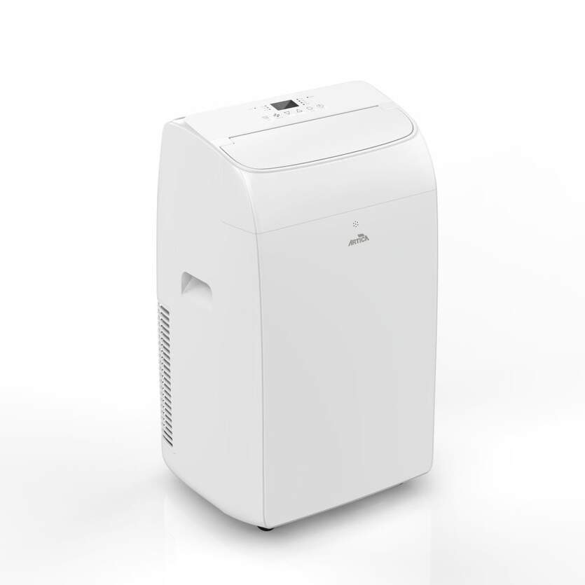 Aire acondicionado portátil Artica blanco frontal con panel de control

