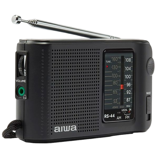Aiwa Radio de Bolsillo Analógica Negra (RS-44)