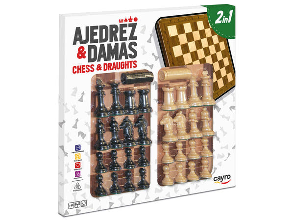 Tablero Ajedrez-damas Madera con Accesorios 40x40 cm Cayro