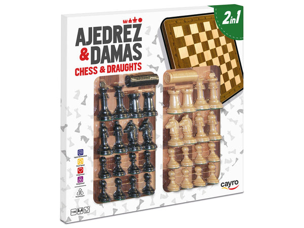 Tablero Ajedrez-damas Madera con Accesorios 40x40 cm Cayro